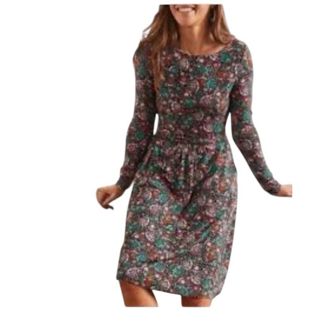 Boden Abigail Soft Drapey Jersey Whimsi Cottagecore A-Line Confetti Dress 6R